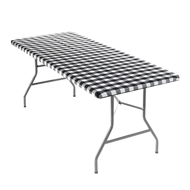 Fitted Picnic Table Cover Elastic Waterproof Outdoor Camping Tablecloth for Rectangle Tables Camper Summer Accessories Rv Car Essentials Vacation Gifts for Women Men