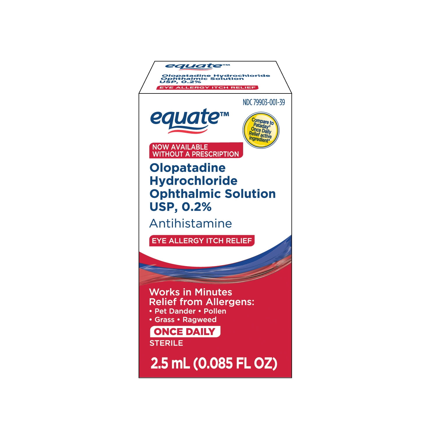 Equate Olopatadine Hydrochloride Ophthalmic USP Eye Allergy Itch Relief