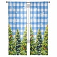 thumbnail image 2 of Christmas Snowflakes Sheer Curtains 108 Inches Long, Xmas Winter Green Pine Trees Blue Plaid Light Filtering Window Curtains for Living Room, Rod Pocket Voile Sheer Drapes, 52"Wx108"L, 2 Panels, 2 of 9