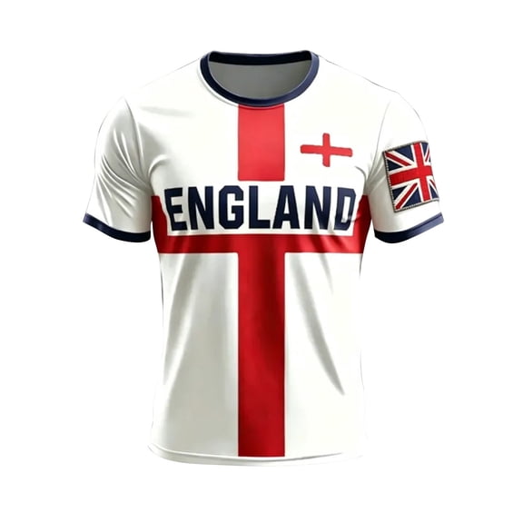 CONZONE Mens England Soccer T-Shirts Short Sleeve International Football T Shirts for Men Crew Neck British Lion Graphic Casual Summer Tee Tops