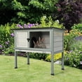 thumbnail image 4 of Gymax Small Elevated Rabbit Hutch Bunny Cage w/ Hinged Asphalt Roof & Removable Tray, 4 of 10