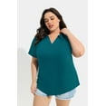 thumbnail image 2 of CASSIE LIZ Plus Size Womens Shirts 5X Summer Teal Blue Polo Shirts V Neck Ladies Shirts with Collar Fashion Business Short Sleeve Collared Shirts Casual Loose Fit Spring Tops 5XL 26W 28W, 2 of 7