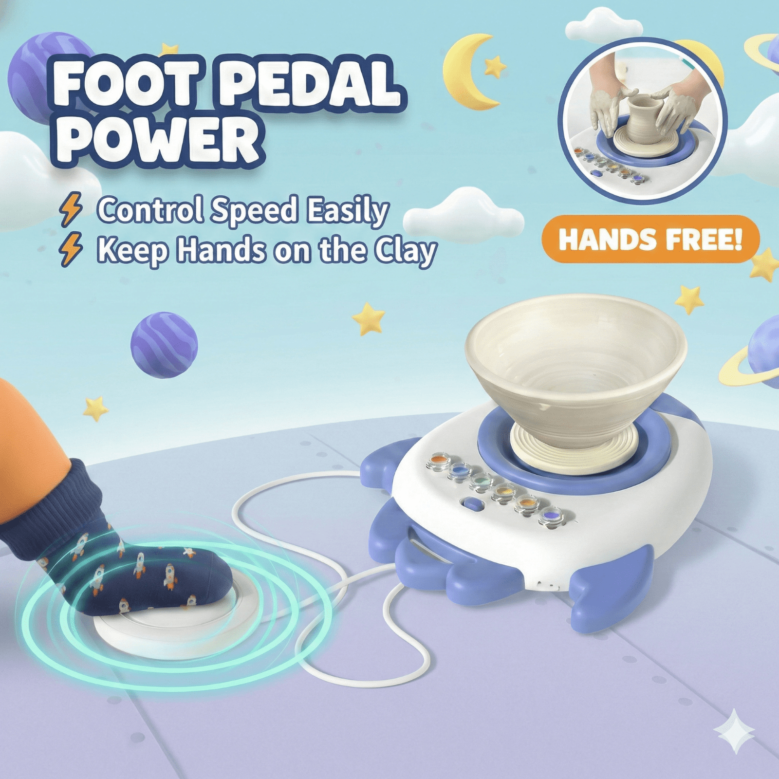 Ejoyoyin Pottery Wheel for Kids, Easy Crafts Complete Pottery Kit for Kids Beginners Ages 6+, Mini Clay Kit with Sculpting Tools, Ideal Birthday Gift