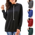thumbnail image 4 of Hanerdun Women Drawstring Hoodie Female Long Sleeve Pullover Tops Green 2XL, 4 of 4