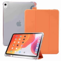 Dteck Magnetic Case for iPad Air 10.9 5th 2022 Released & iPad Air 4th 2020 (10.9 Inch) Ultra Slim Smart Auto Sleep/Wake Cover Tri-fold Stand With Pencil Holder Clear Back Cover, Orange