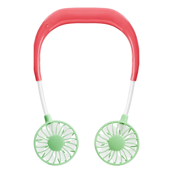 H-GLO Portable Neck Fan with LED Lights, Rechargeable, 3 Speeds, White, 1-Pack