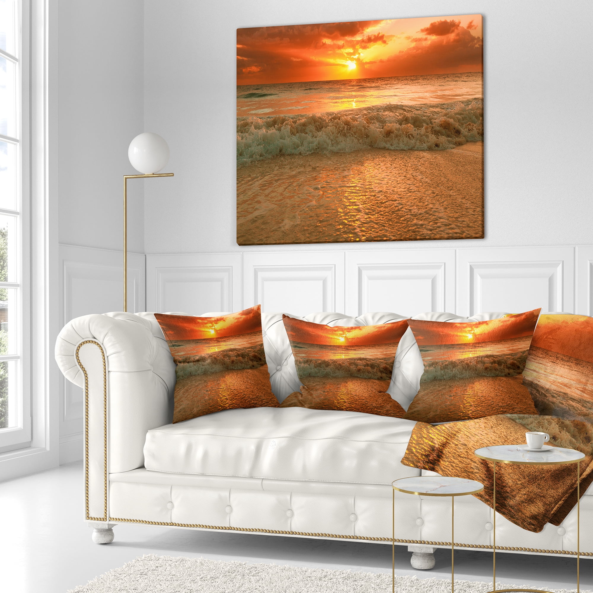 Designart Amazing Beauty of Sun Reflection in Sea - Seascape Throw Pillow - 18x18