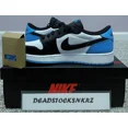 thumbnail image 2 of N I-K-E A i r-Jor-dan 1 Retro Low OG GS Black Dark Powder Blue UNC CZ0858 104 GS Sizes, 2 of 6
