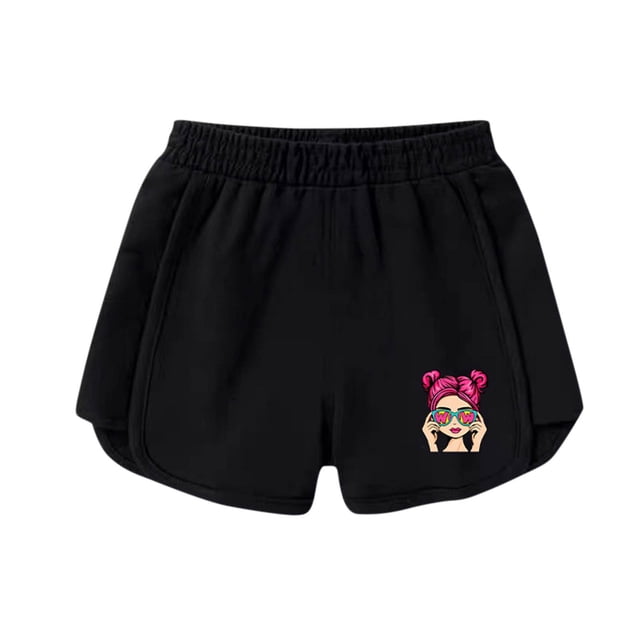 Odeerbi 3-9 Años Niñas Verano Algodón Dopaina Pantalones Cortos Impresión Linda Entrenamiento Deportivo Pantalones Cortos Cintura Elástica Pantalones Cortos Casuales