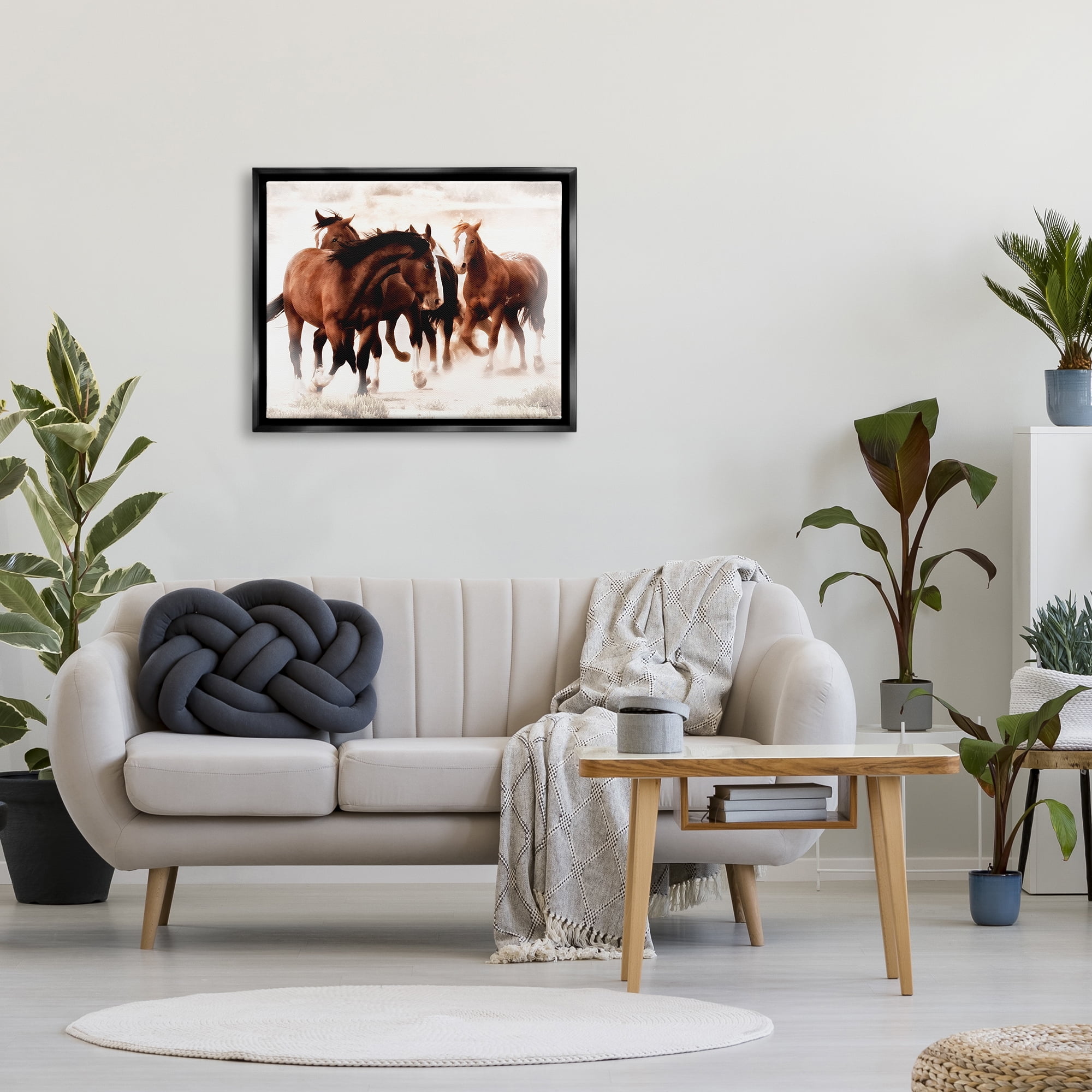 Stupell Industries Trotting Brown Horses Animals & Insects Photography Black Floater Framed Art Print Wall Art, 31 x 25