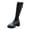 Black, variant on Dasayo Black Womens Boots Chunky Pointed Toe Mid-Calf Faux Leather Kitten Heel Boots Shoes Women 40