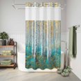 thumbnail image 6 of No Hook Shower Curtain, Teal Yellow Oil Painting Shower Curtains for Bathroom with See Through Top Window, Contemporary Abstract Art Waterproof & Washable Bath Curtain Narrow 54"x78", 6 of 9