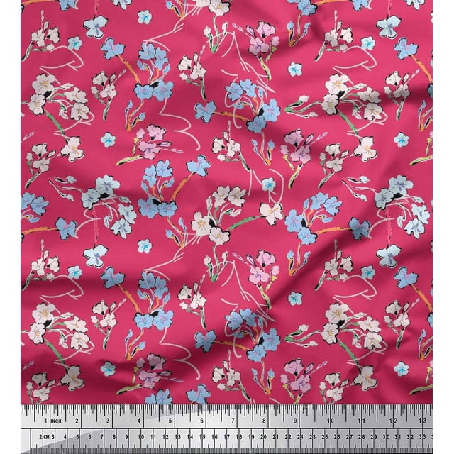 Soimoi Cotton Poplin Fabric Artistic Floral Print Fabric by Yard 56 Inch Wide