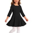 thumbnail image 7 of Wilark Toddler Girls Dress Long Sleeve Casual Knitting Cotton Square Neck Fall A Line Dress Black 3 T, 7 of 7