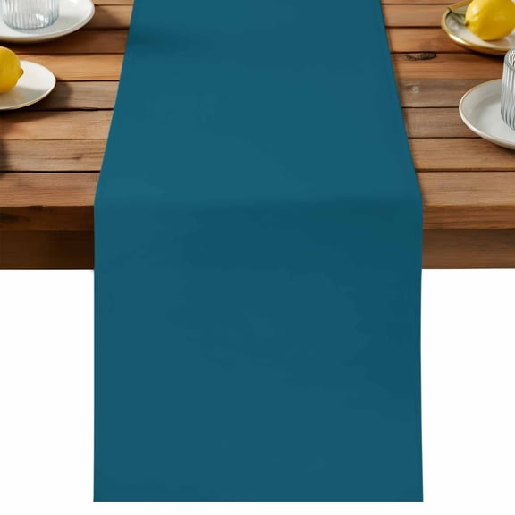 Solid Dark Table Runner, Teal Cotton Linen Table Cloth, Tablerunner for Kitchen Dining Party Wedding Home Decor 13x36 Inch