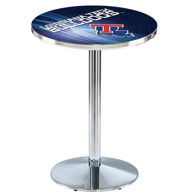 Holland Bar Stool L214C3628LaTech-D2 36 Po Louisiana Tech Bulldogs Pub Table avec 28 Po Top&44; Chrome