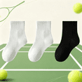 thumbnail image 3 of Girls' School Uniform Crew Socks - Cotton 3-Pack, Solid Gray Soft Breathable,Size 12 T, 3 of 5