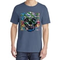 thumbnail image 2 of Wild Bobby, Colorful Abstract Skull Face, Animal Lover, Garment-Dyed Washed Look Short Sleeve T-Shirt, Navy, 2XL, 2 of 3