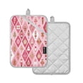 thumbnail image 2 of 2 Pack Pot Holders for Kitchen Heat Resistant Hot Pads Sets for Cooking Baking Pink and White Christmas Motifs, 2 of 7