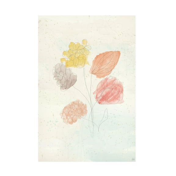 Canvas Wall Art - Line and Brush 'Splashed Color Bouquet ' Wall Art for Living Room, Bedroom, or Office Décor by Trademark Fine Art - 12 x 19 Inches