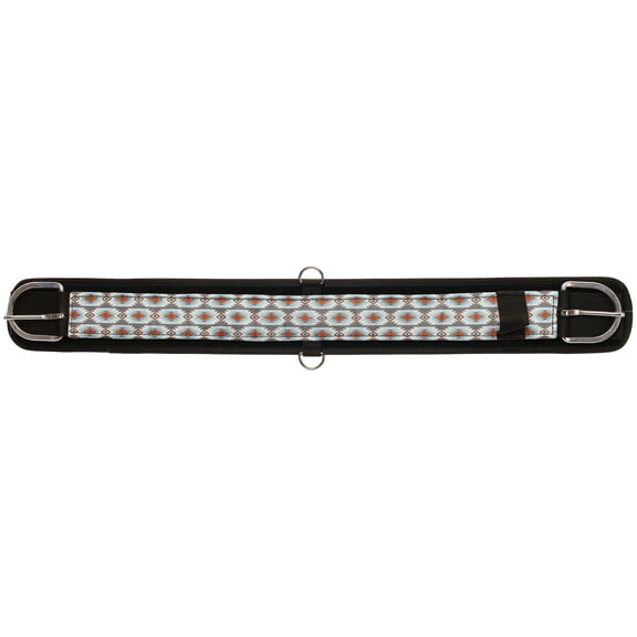 Showman Gray Blue Aztec Print Neoprene Girth w/ Stick & Peel (28")