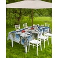 thumbnail image 4 of Fsddascl White Blue Spring Floral Outdoor Tablecloth - 60x120 Inch Rectangle Dining Table Cover, Vintage Botanical Farmhouse Waterproof Outdoor Table Cloth with Umbrella Hole & Zipper for Patio, 4 of 7