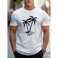 thumbnail image 4 of Palm Tree Mens TShirt Comfortable Crew Neck Casual Cotton ShortSleeves Soft Breathable Top Menswear Tshirt Summer Spring Streetwear Cotton Fabric Trendy Letter Print, 4 of 12