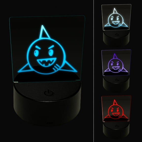 Shark Face Doodle LED Night Light Sign 3D Illusion Desk Nightstand Lamp