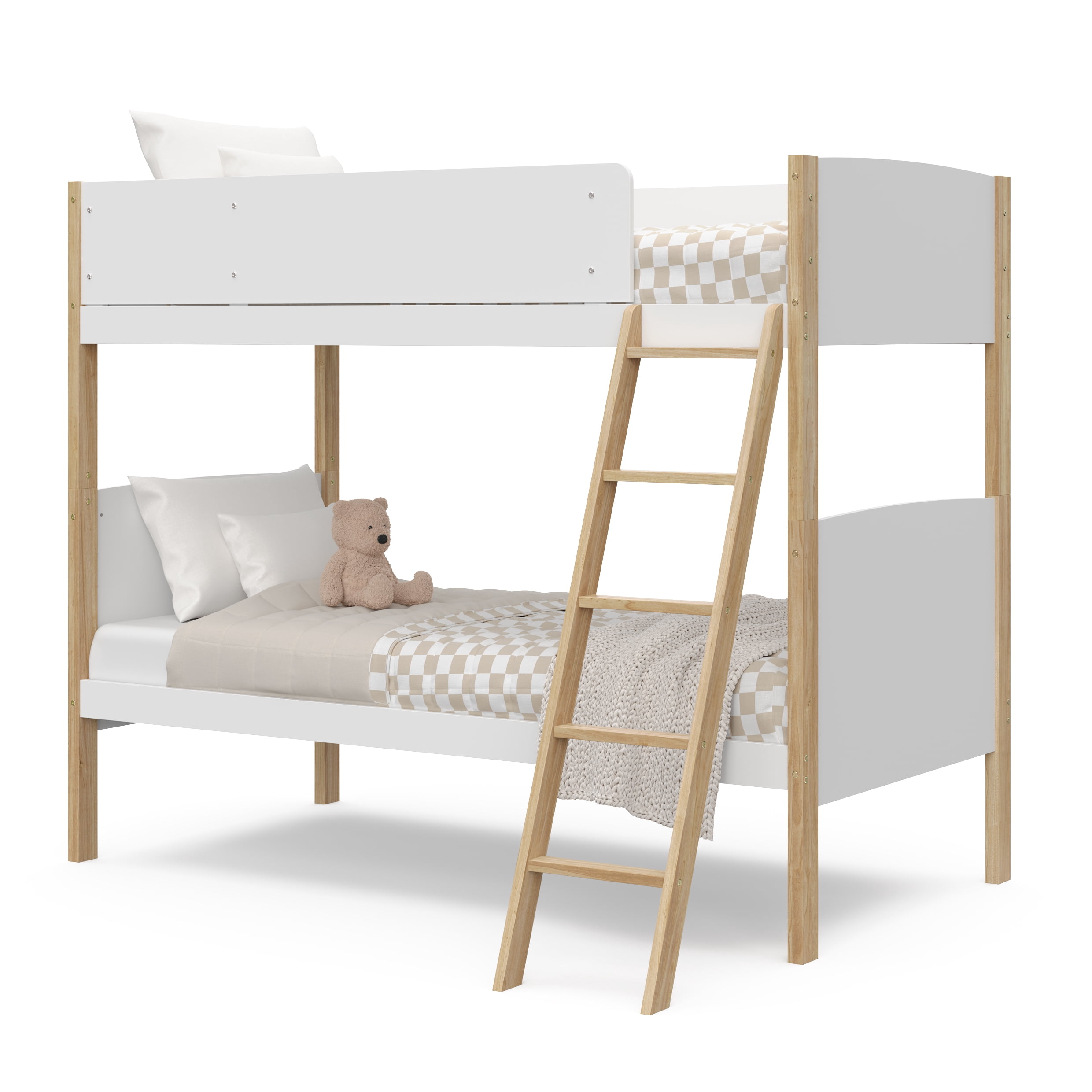 Storkcraft Next Delray Twin-over-Twin Bunk Bed, White with Natural