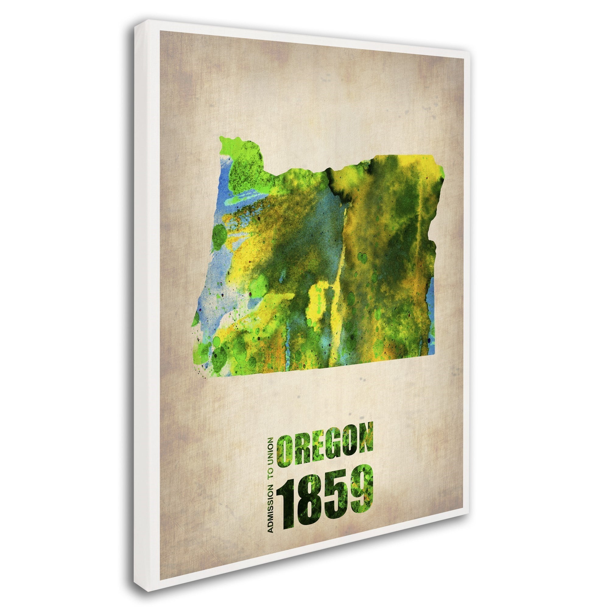 Trademark Fine Art "Oregon Watercolor Map" Canvas Art by Naxart