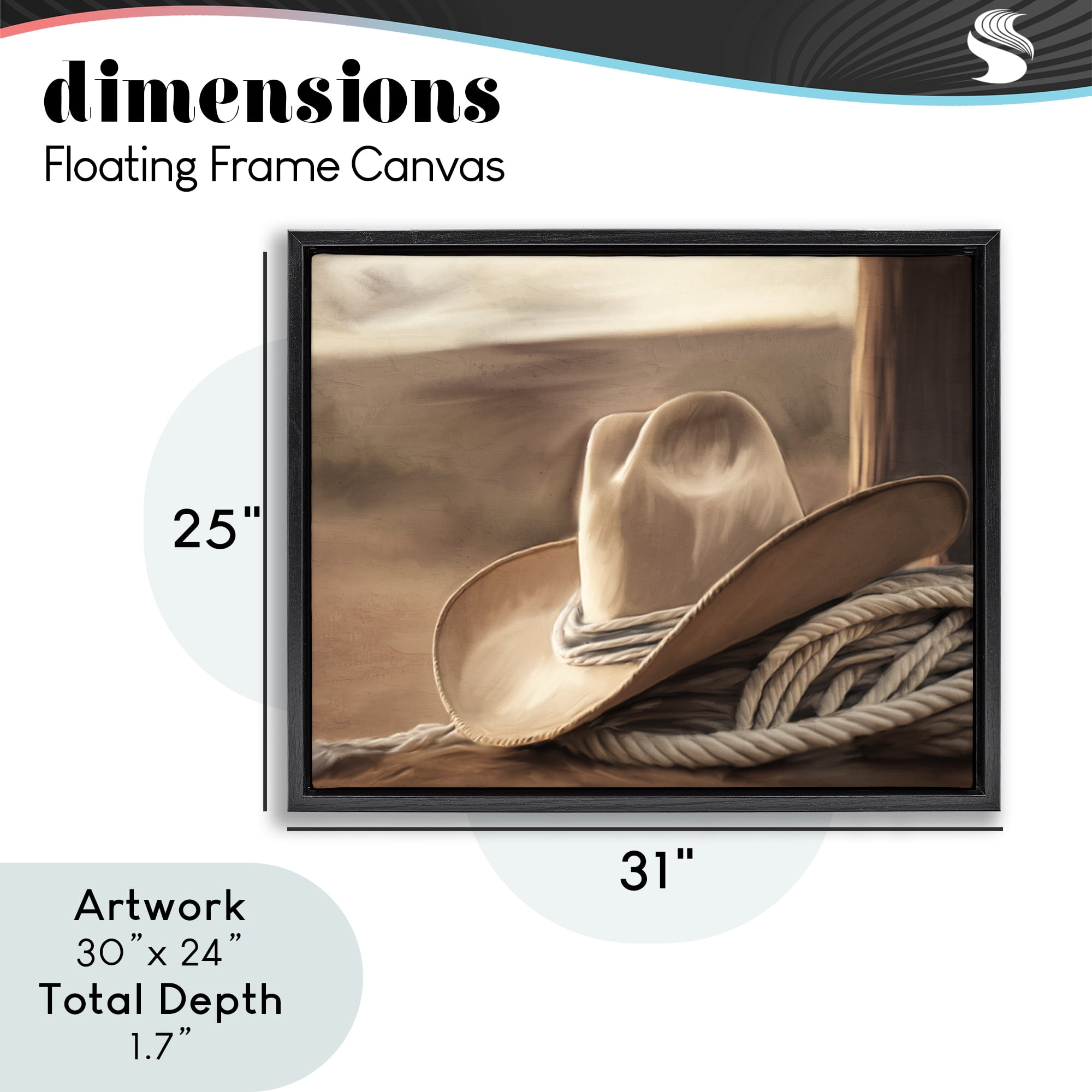Stupell Industries White Cowboy Hat Black Framed Floater Canvas Wall Art, design by Kim Allen