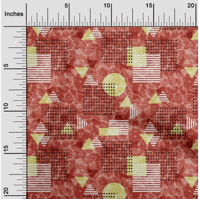 oneOone Silk Tabby Dark Rose Brown Fabric Circle & Triangle Geometric Sewing Craft Projects Fabric Prints By Yard 42 Inch Wide