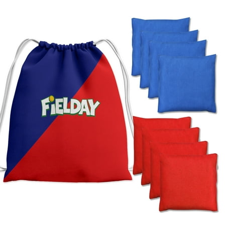 Fielday 6x6" Square Set of 8 Red and Blue Bean Bags w/Tote Bag, Weather Resistant Standard Professional Corn Hole Bags