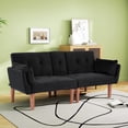 thumbnail image 3 of Leumius 72 Inch Futon Sofa Bed,Velvet Futon Couch with Adjustable Backrest and Cupholders,Suitable for Apartment,Living Room,Small Space,Black, 3 of 12