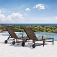 thumbnail image 2 of PURPLE LEAF Outdoor Chaise Lounge Chair Set of 3 with Side Table and Wheels Adjustable Aluminum Chairs Light Khaki for Outside Yard Patio Pool Garden Beach, 2 of 9
