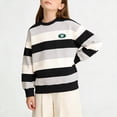 thumbnail image 2 of AHTJRT Long Sleeve T-Shirt for Girls Fashion Striped Colorblock Crew Neck Tee Tops Lightweight Fall Spring Street Outdoor Activities Sweatshirts Black 11-12 Years, 2 of 7