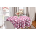 thumbnail image 1 of Spring Round Tablecloth, Gerbera Blossoms Opening Up Petals Aroma of Summer Season Fragrance, Circle Table Cloth Cover for Dining Room Kitchen Decor, 60", Dark Magenta Coral White, by Ambesonne, 1 of 2