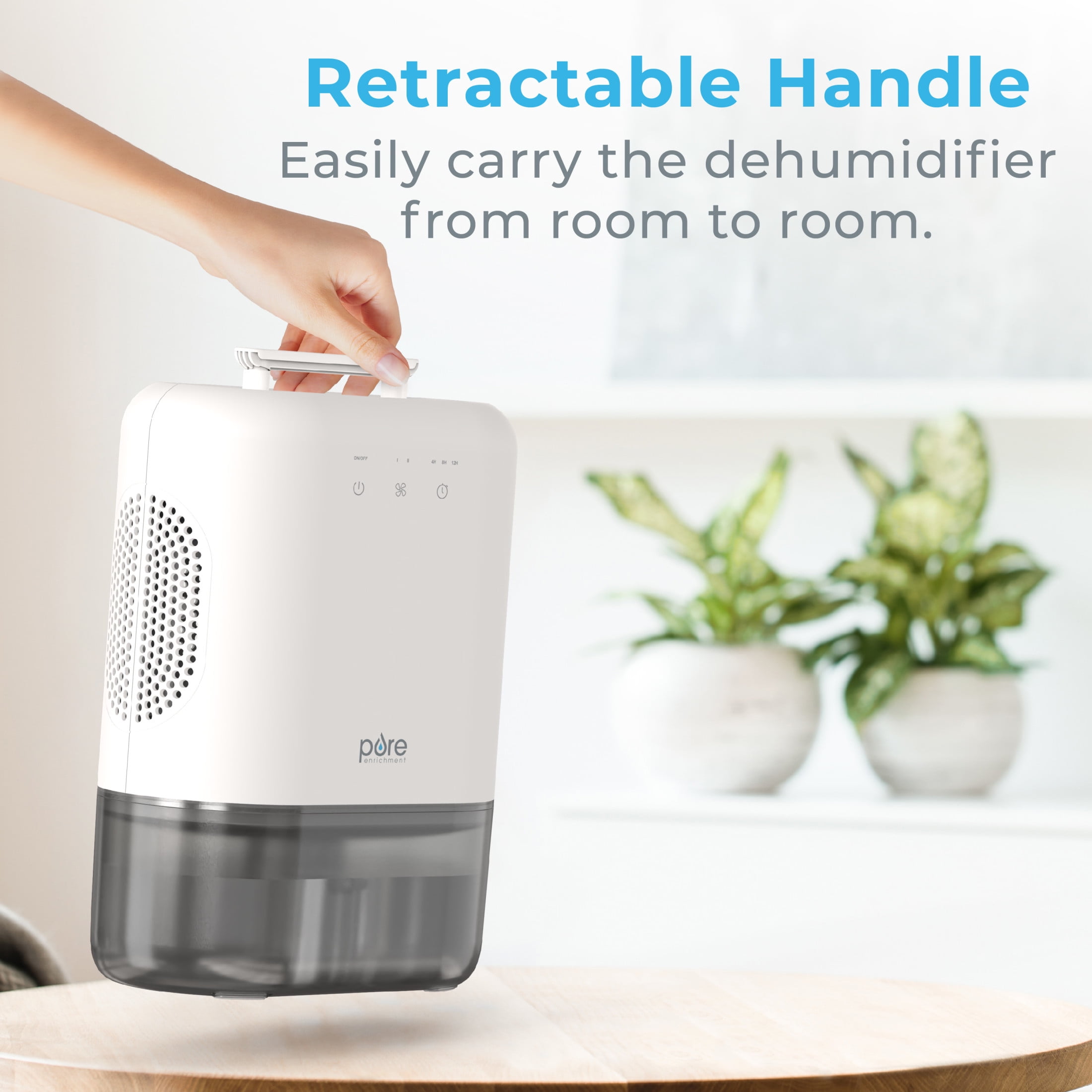 Pure Enrichment PureDry Elite Dehumidifier – Extra-Large 2L Water Tank with Auto Shut-Off, Removes 20 oz. (600 mL) per day of Moisture from Closets, Bathrooms, RVs, Basements, Bedrooms, and Offices