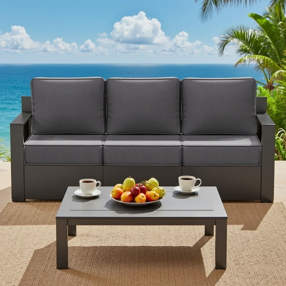 Meetleisure Outdoor Rust-Proof Aluminum Frame 3-Seat Sofa, Suitable for both Indoor and Outdoor, Grey