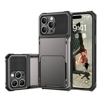 for iPhone 15 Pro Case Wallet Credit Card Holder ID Slot Flip Rolling Door Hidden Pocket Anti-Scratch Dual Layer Hybrid Bumper Armor Protective Shell Back Cover For iPhone 15 Pro, Gray