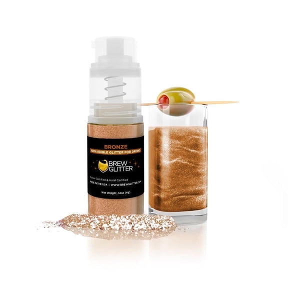 Brew Glitter - Bronze Edible Drink Glitter - Bold Sparkle, Beverage-Safe, 4g Spray Pump