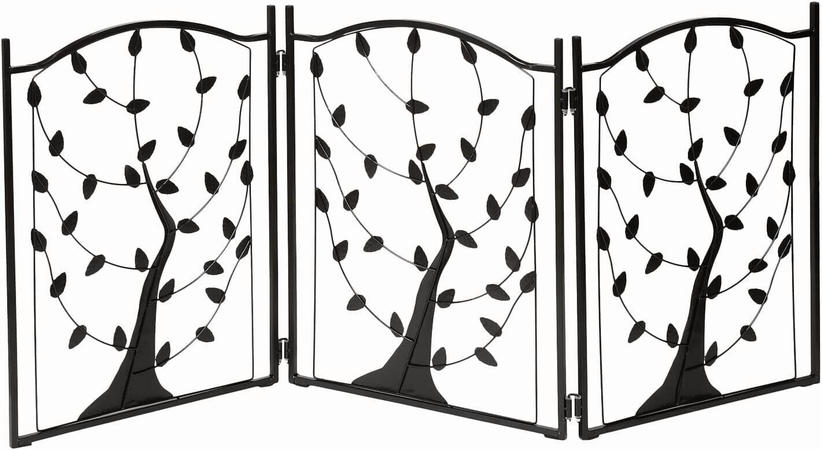 Freestanding Metal Folding Pet Gate, Large Portable Panels for Dog & Cat Security, Foldable Enclosure Gates for Puppies, Indoor & Outdoor Safety for Pets Tree of Life Tri-Fold Fence