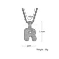 thumbnail image 2 of Colgante de Letra R Zulema con circonita cúbica Accesorios de hip-hop oro blanco, 2 of 7
