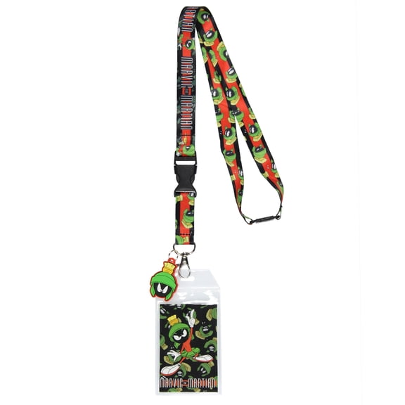 Looney Tunes Marvin The Martian Lanyard Reversible Breakaway ID Badge Holder with 1.75" Rubber Charm