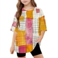 thumbnail image 2 of Virmaxy (5-15 Years) Boys Girls Fashion Casual Shirt Teenagers Solid Color Short Sleeve Round Neck Top Summer Loose Casual Trendy Pullover Shirt Multicolor-4 5 Years, 2 of 7