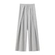 thumbnail image 2 of Pantalones rectos sueltos de cintura alta estilo americano para mujer, pantalones anchos plisados de otoño e invierno, 2 of 6