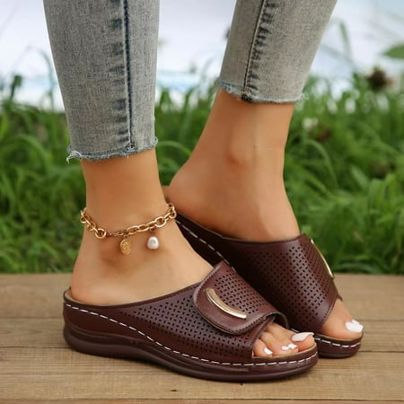 

New plus size wedge sandals women‘s wide strap breathable casual shoes color wedge women‘s shoes