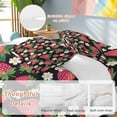 thumbnail image 2 of Cal King 4 Piece Bedding Set Red Strawberry Litter Flower Leaves on Black Soft Breathable Duvet Cover and Pillowcase,Summer Fruit Duvet Cover Set Washable Bed Sheets for Bedroom Dormitory Guest Room, 2 of 9