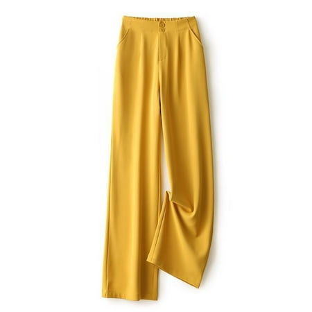 

Pure Color Design Vintage Casual Loose Pants Wide Leg Pants Lace-up Pants Novelty Pants & Capris for Women Lady Comfortable Polyester Fiber Material L Yellow