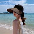 thumbnail image 6 of Women's Sun Visor Hats Wide Brim Straw Beach Hat Ponytail Hats for Women Foldable Floppy, 6 of 7